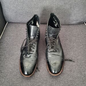 Black Stacey Adams Men's Dark Leather Lace-Up Boots Size 11D